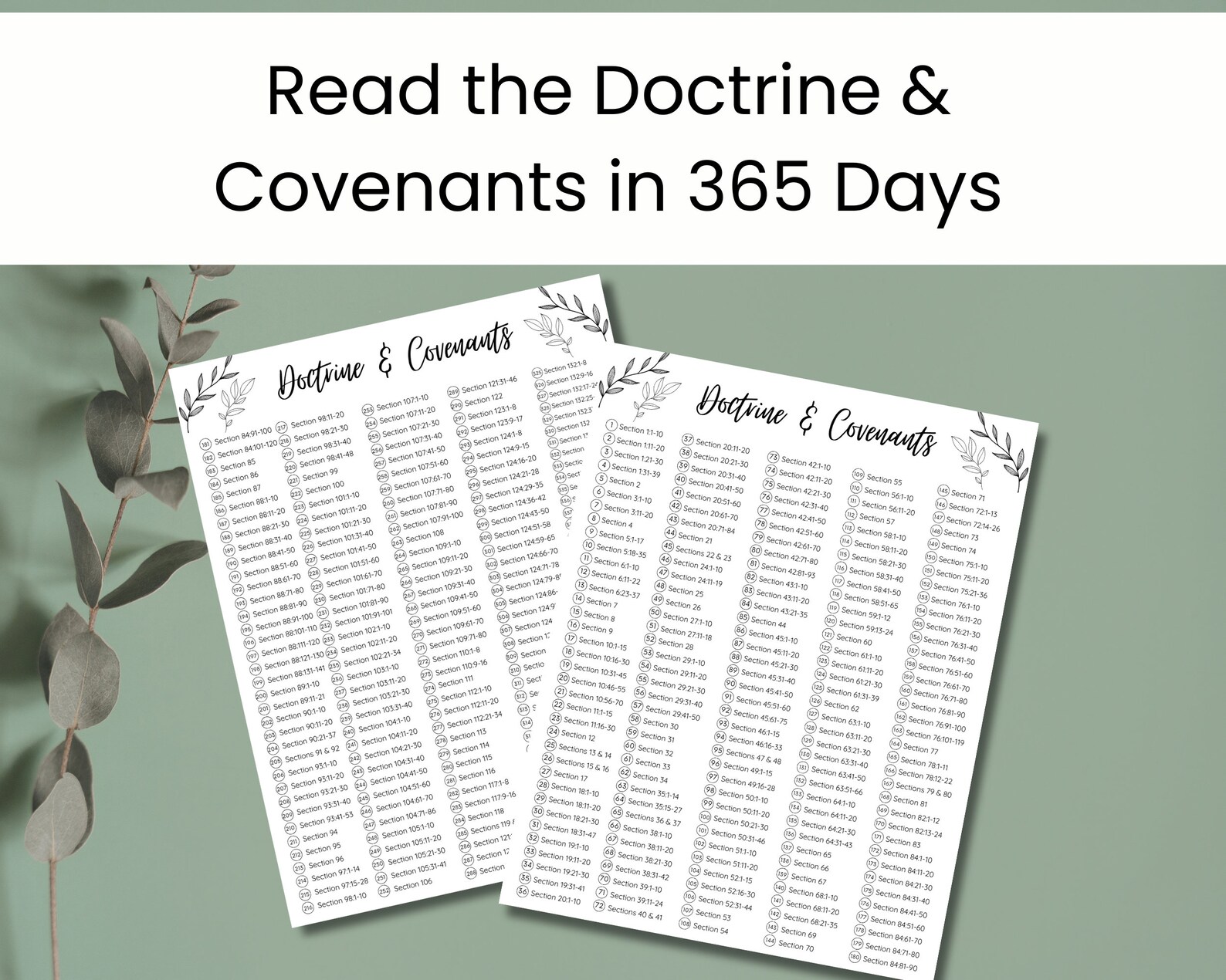 365 Day Doctrine and Covenants Reading Chart, 2025 Come Follow Me ...