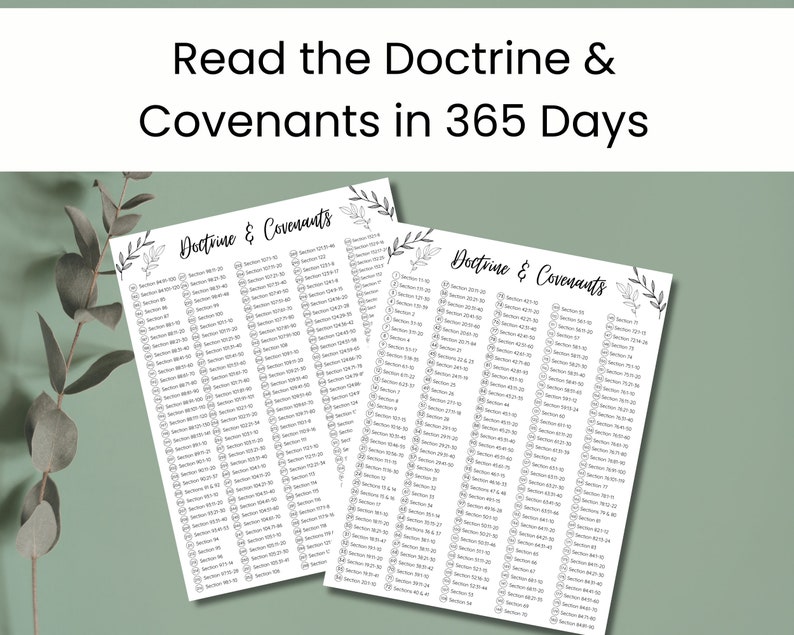 365 Day Doctrine and Covenants Reading Chart, 2025 Come Follow Me ...