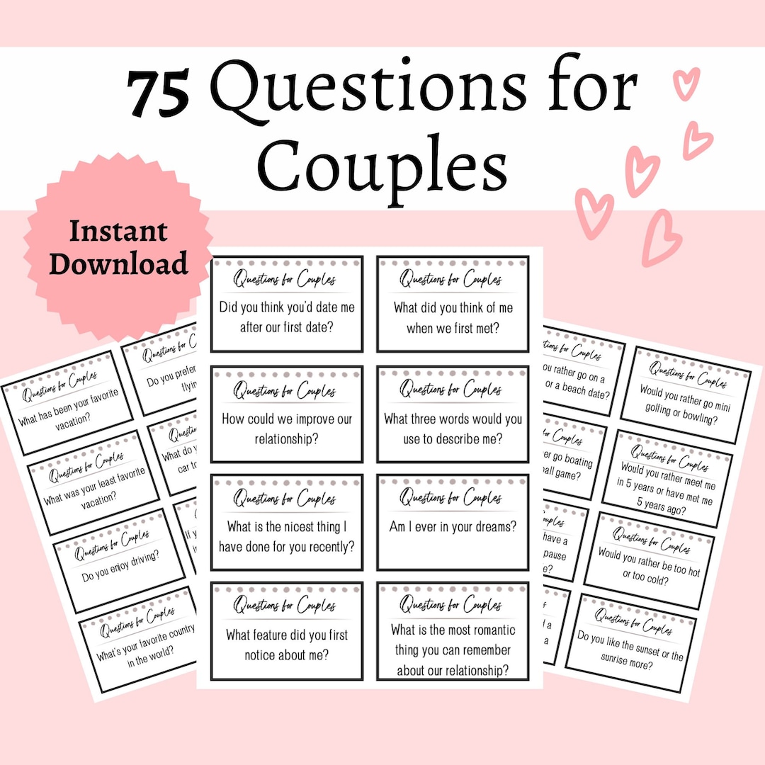 Questions for Couples Cards Printable Conversation Cards - Etsy
