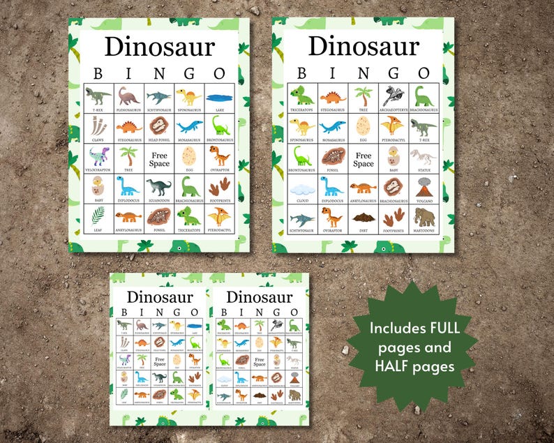 Dinosaur Bingo Cards, Printable Dinosaur-themed Party Game for Kids ...