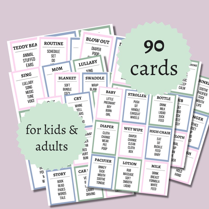 Baby Shower Taboo Game, Printable Baby Shower Taboo Cards, Baby Shower Party Game image 2