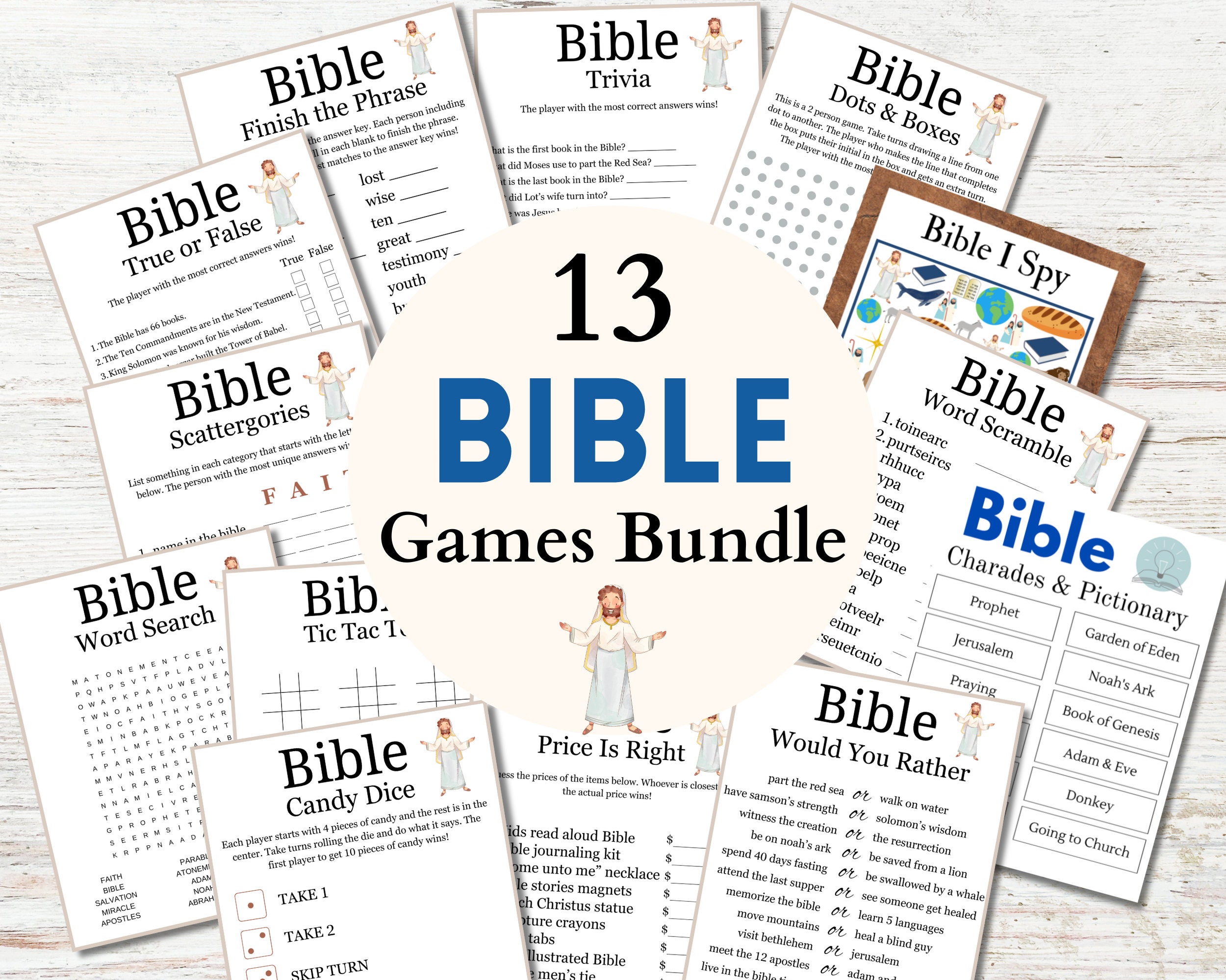 Bible Games Bundle, Printable Bible-themed Activity Party Games for ...