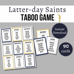 LDS Taboo Game, Printable Latter-Day Saint Party Game for Kids, Teens, and Adults, Book of Mormon Church Activity