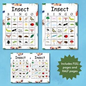 Insect Bingo Cards, Bug-themed Party Game, Printable Insects Learning ...