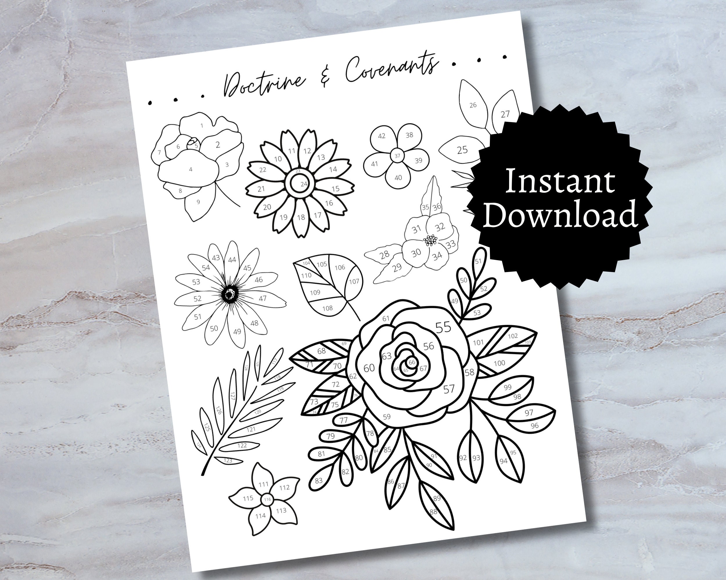 Doctrine and Covenants Reading Tracker, Cute Floral Scripture Reading ...