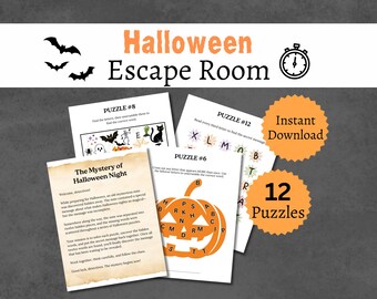 Halloween-Escape-Room für Kinder, druckbares Halloween-Partyspiel, Rätselaktivität im Oktober
