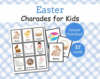 Easter Charades for Kids, Printable Charade Cards with Pictures, Spring Pictionary Game
