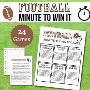 Football Minute to Win It Games, Printable Football Party Game, Tailgate Party Games for Kids and Adults