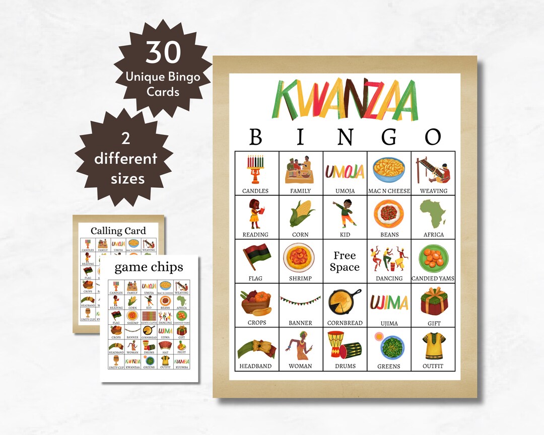 Kwanzaa Bingo Cards Printable Kwanzaa Party Game for Kids Teens and Kwanzaa Bingo Cards Printable Kwanzaa Party Game for Kids Teens and