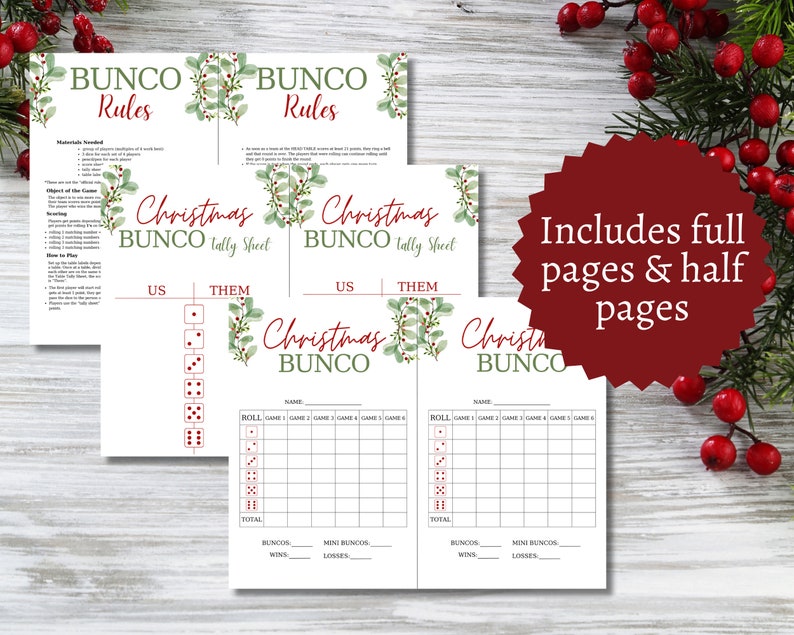 Christmas Bunco Bundle, Christmas Bunco Score Sheets, Holiday Bunco ...