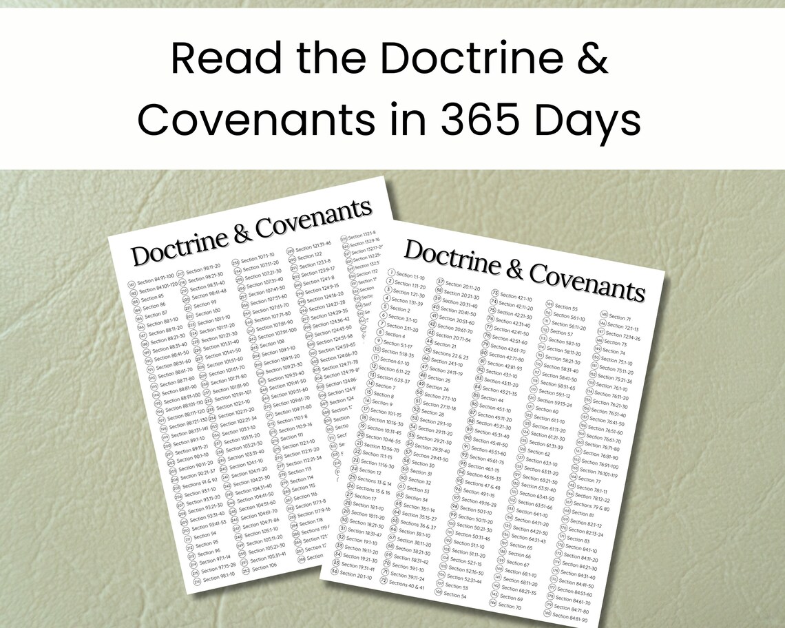 365 Days Doctrine and Covenants Reading Chart, 2025 Come Follow Me