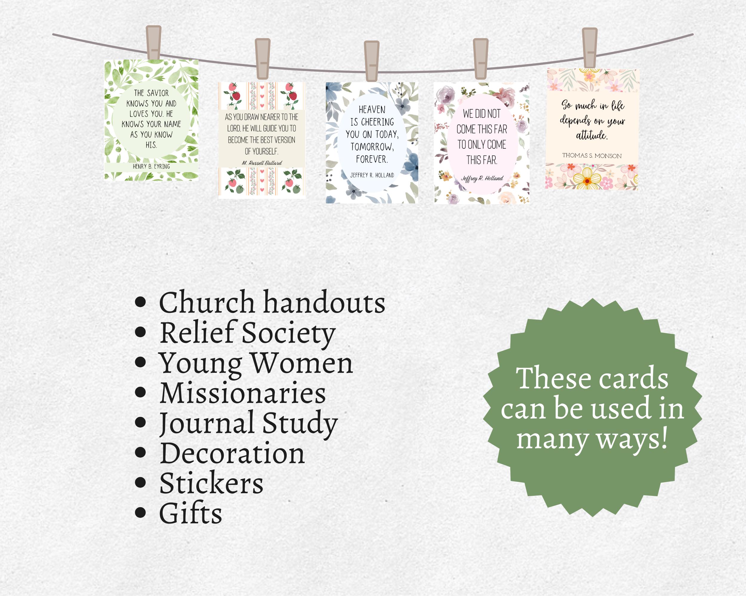 LDS Quote Cards, Mini Latter-day Saint Handouts for Relief Society ...