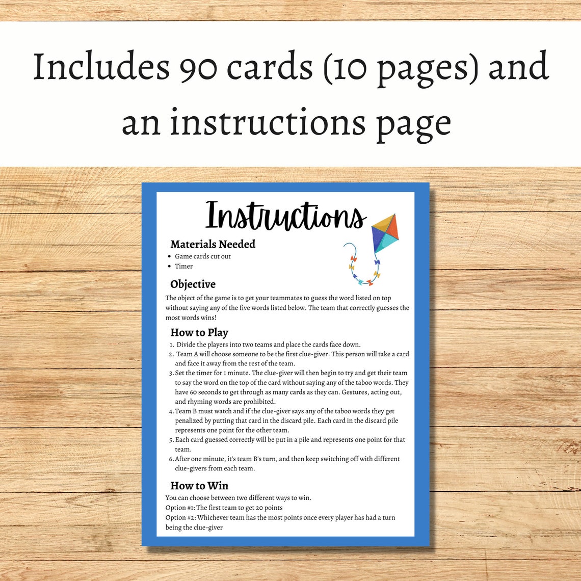 Kids Taboo Game, Printable Family Card Game, Simple and Fun Activity for Kids, Forbidden Words ...