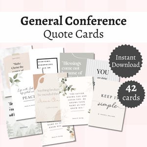Cartes de citation de la conférence générale SDJ, citations imprimables mignonnes de saints des derniers jours taille 5 x 7, pour les jeunes filles, la société de Secours, les jeunes ou le séminaire