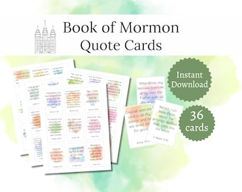 Book of Mormon Quote Cards, Mini LDS Handouts for Missionaries and Church, Scripture Verses