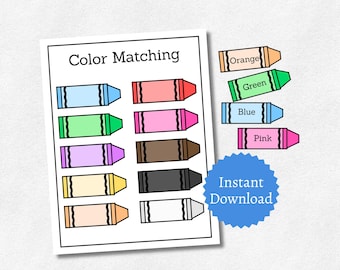 Actividad de combinación de colores, juego educativo imprimible para niños pequeños, página de libro de actividades
