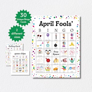 April Fools Day Bingo, druckbares April 1st Party Spiel für Kinder, Jugendliche und Erwachsene