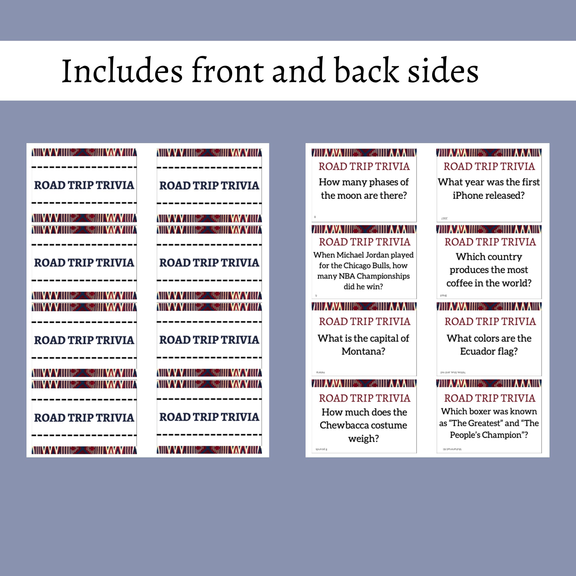 Road Trip Trivia Cards, Printable Road Trip Conversation Starters for Kids, Teens, and Adults ...