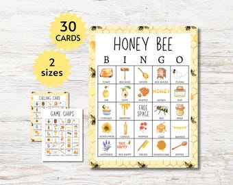 Tarjetas de bingo de abejas, juego imprimible para fiestas con temática de abejas, actividad para niños y adultos, incluye páginas completas y medias páginas.