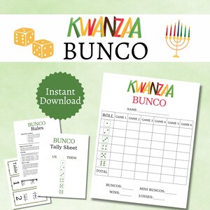 Kwanzaa Bunco Cards Bundle, druckbares Kwanzaa-Partyspiel für Gruppen, Urlaubsaktivität für Kinder, Jugendliche und Erwachsene, ganze und halbe Seiten