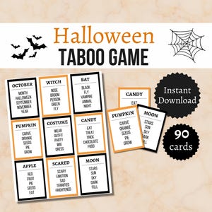 Halloween Tabu Spiel, Halloween Party Spiel, Oktober Familienaktivität