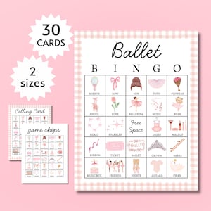 Ballet Bingo Cards, Printable Ballerina Party Game for Kids, Teens, and Adults, Fun Group Ballet Activity, Includes Full and Half Pages