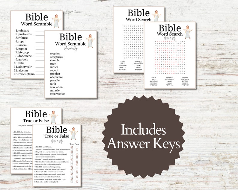 Bible Games Printable, Bible Party Games, Bible Games for Kids, Bible ...