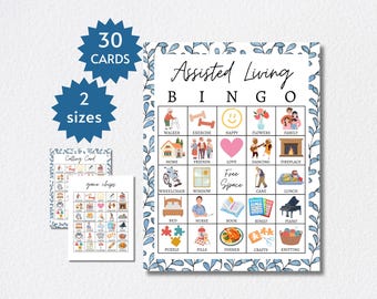 Assisted Living Bingo Cards, Printable Retirement Activity, Senior Citizen Game