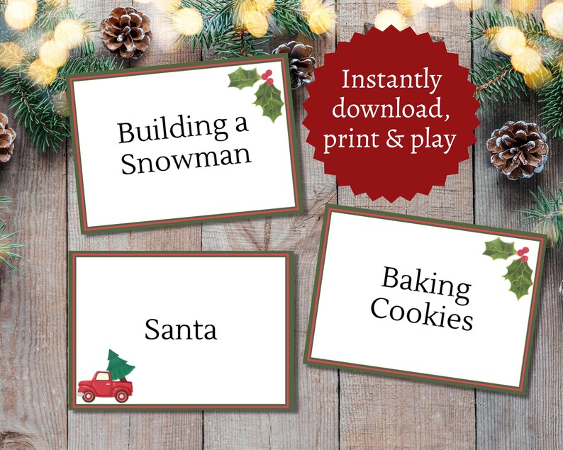 Christmas Charades Cards, Printable Holiday Party Game for All Ages ...