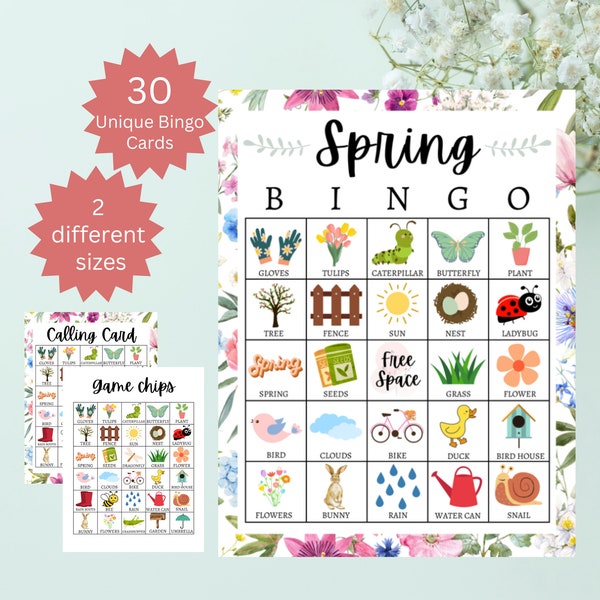 Bingo printanier à imprimer, jeu de fête printanier pour enfants et adultes