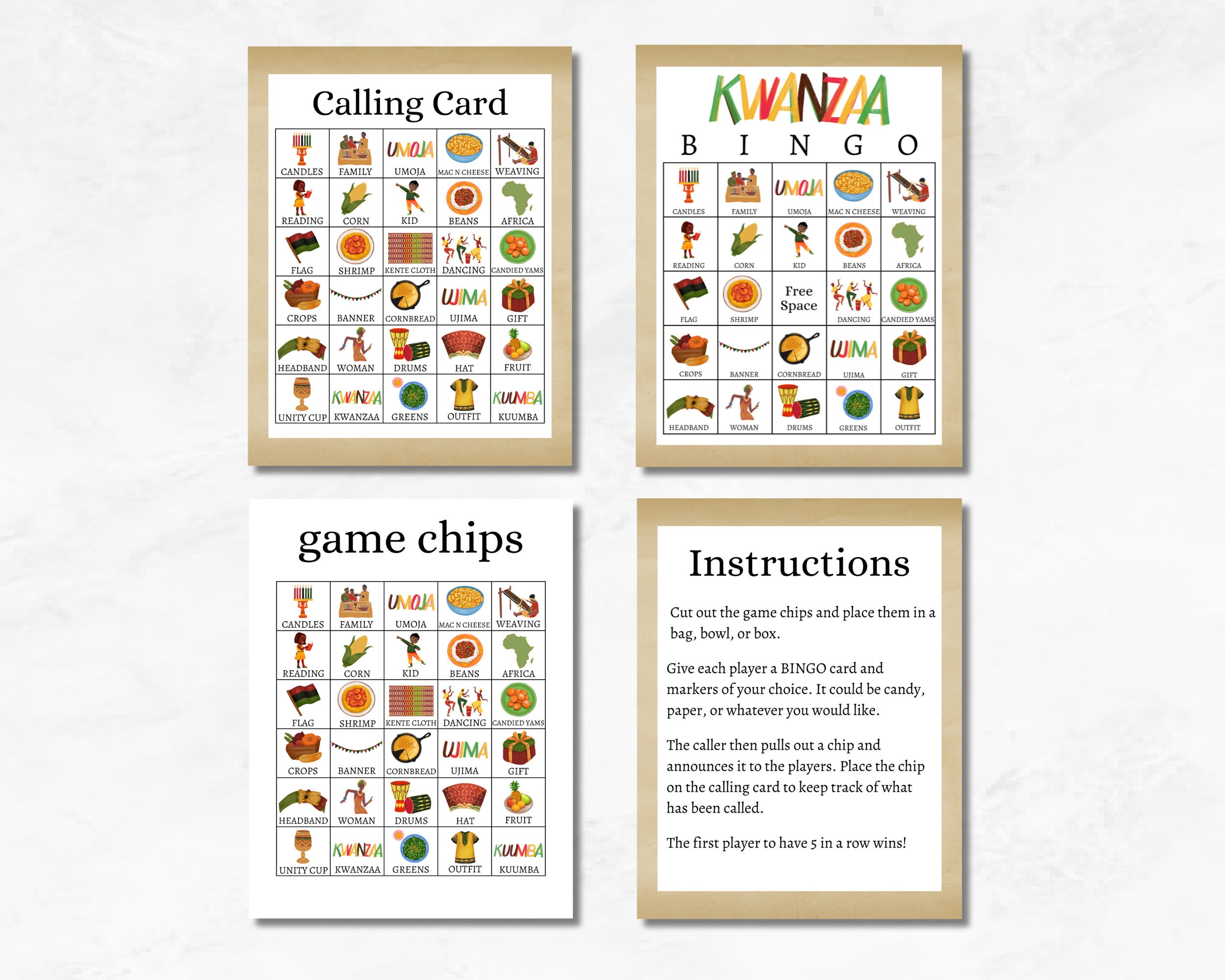 Kwanzaa Bingo Cards Printable Kwanzaa Party Game for Kids Teens and Kwanzaa Bingo Cards Printable Kwanzaa Party Game for Kids Teens and
