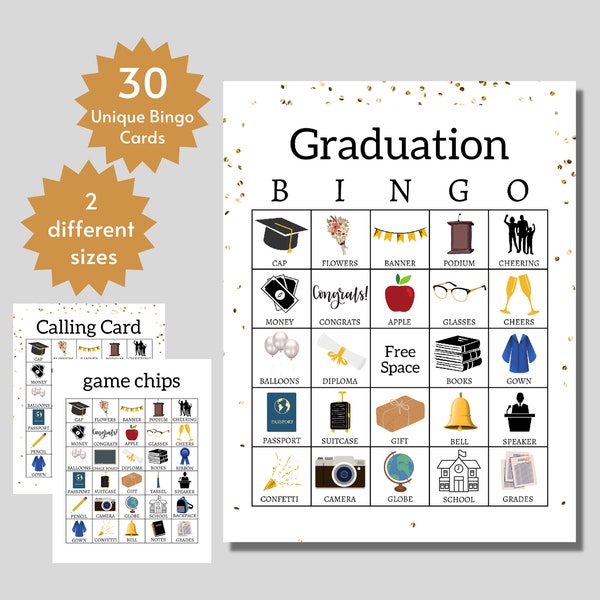 Graduation Bingo Game, Graduation Bingo Cards, Graduation Games Printable, Graduation Party Games