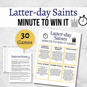 Latter Day Saints Minute to Win it, LDS Games, LDS Printables, LDS Party Games, Latter-Day Saints Youth Games
