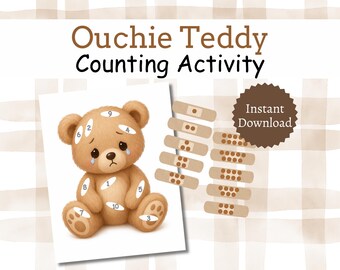 Ouchie Teddy Counting Activity, Printable Preschool Math Game