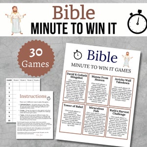 Bible Minute To Win It Games, Printable Bible Games, Bible Party Games