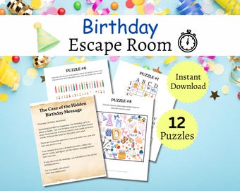 Birthday Escape Room for Kids, Printable Group Birthday Party Game
