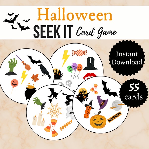 Halloween Seek It Game, Printable Halloween Party Games, Halloween Games for Kids