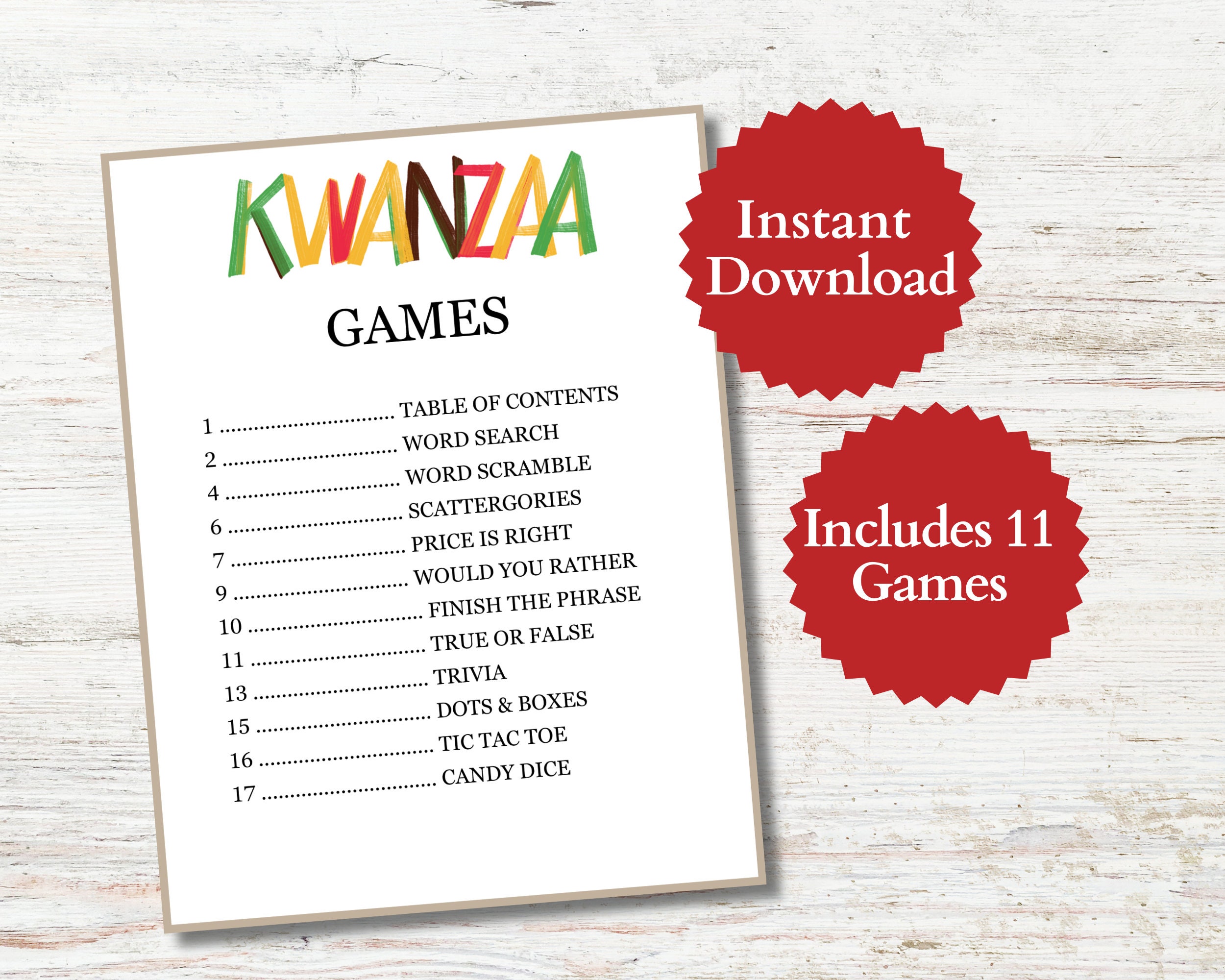 Kwanzaa Games, Printable Kwanzaa Party Games, Kwanzaa Games for Kids