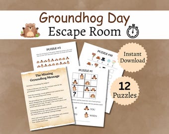 Groundhog Day Escape Room for Kids, Printable Groundhog Party Game, February Second Activity