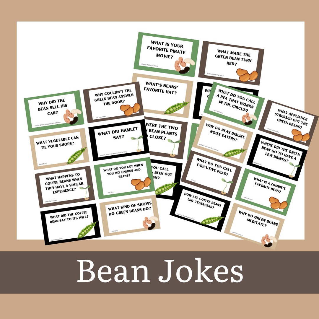 Bean Jokes, Bean Joke Cards, Printable Bean Games Etsy