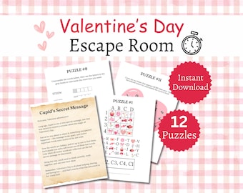 Valentine's Day Escape Room for Kids, Printable Puzzle Activity, Valentine's Party Game
