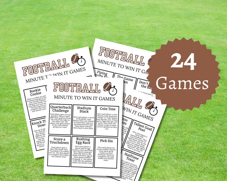 Football Minute to Win It Games, Printable Football Party Game