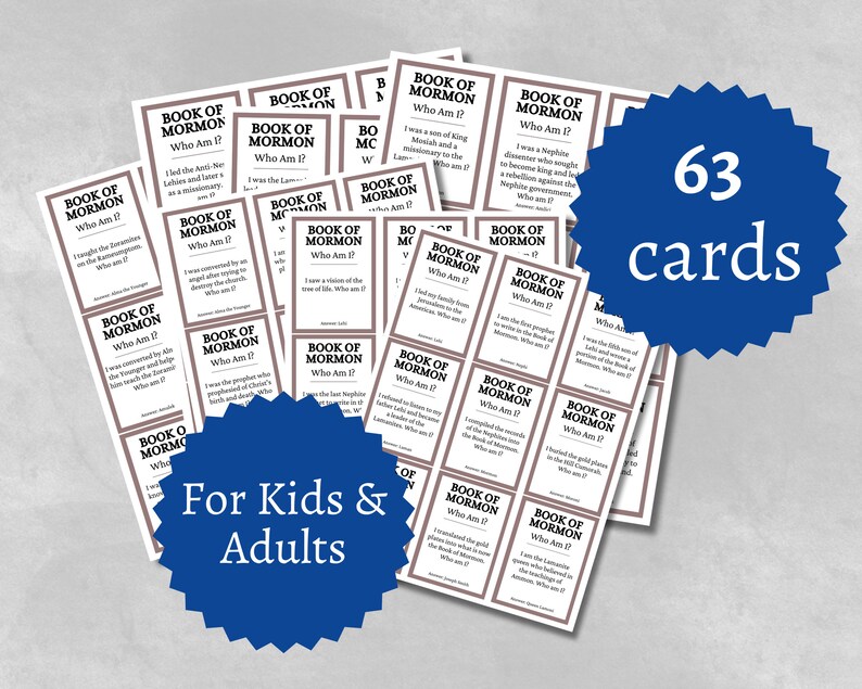 Book of Mormon Who Am I Trivia Cards, Printable Latter-day Saints Party ...