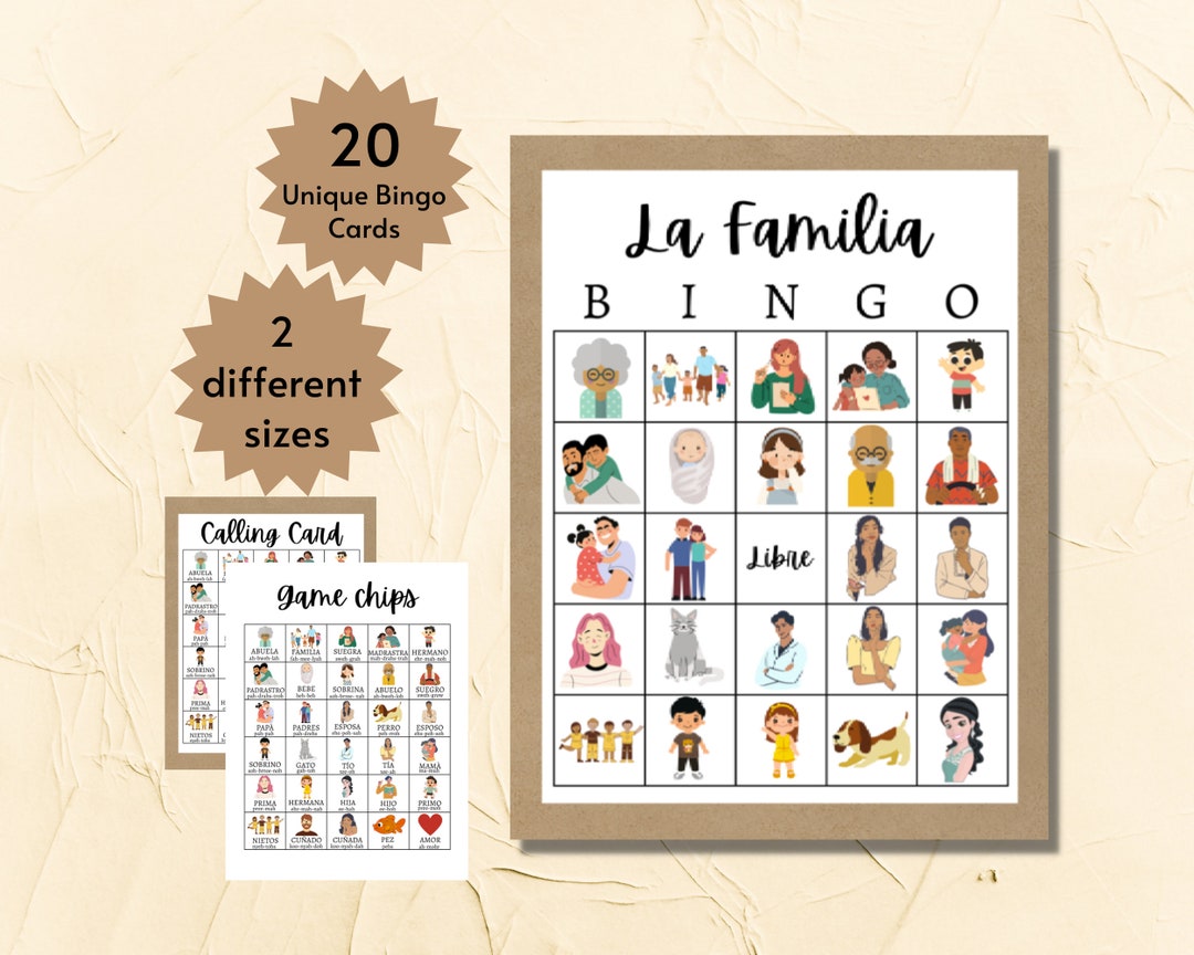 Bingo de la familia - Family Bingo Game in Spanish - Classful