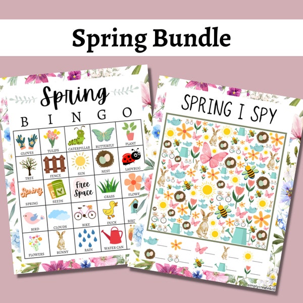 Spring Activities for Kids, Spring Games, Printable Easter Games, Spring Bingo
