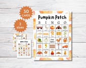 Pumpkin Patch Bingo Cards, Printable Fall Party Game for Kids, Teens, and Adults, Group Autumn Games, Includes Full and Half Pages