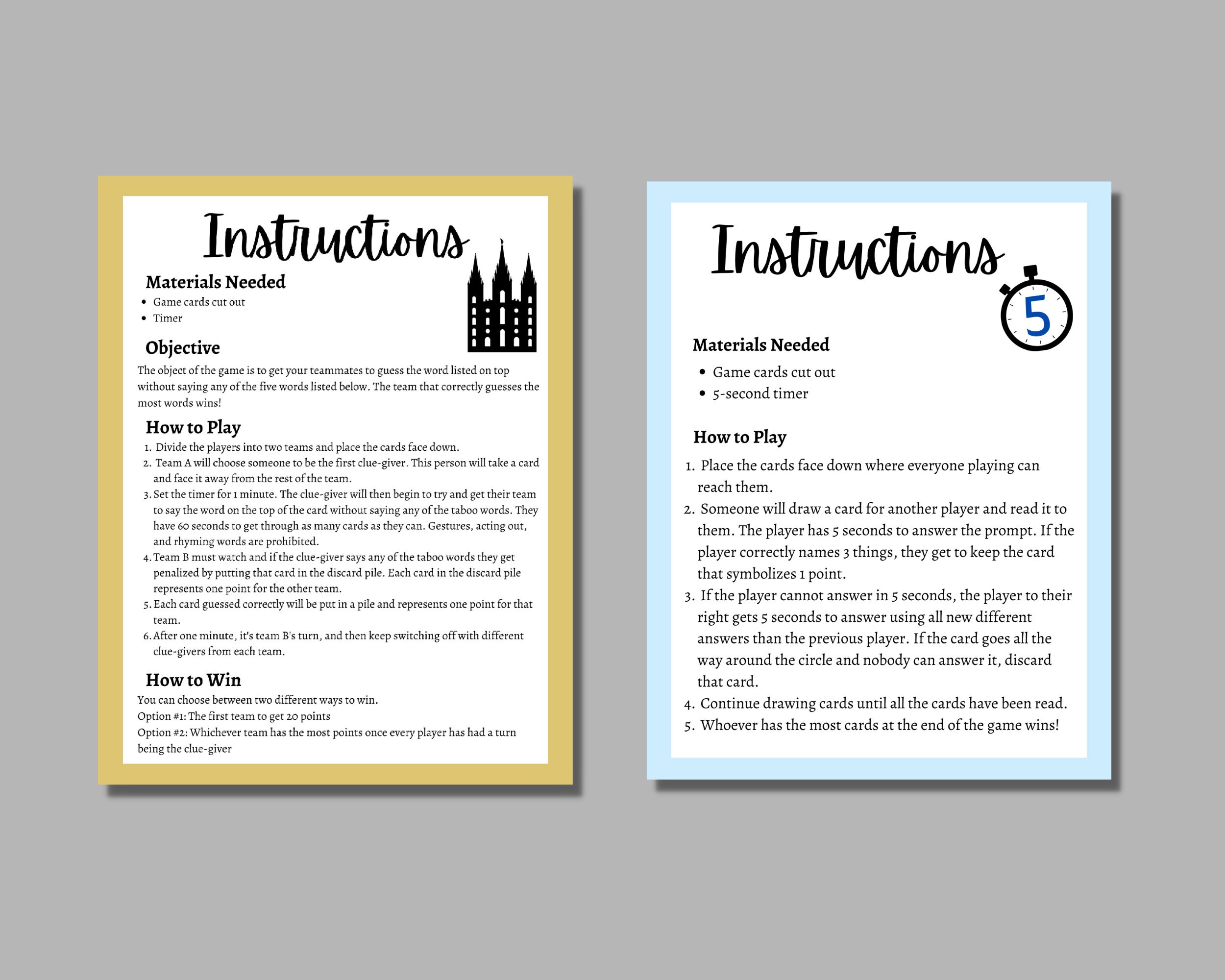 LDS Games Bundle, Printable LDS Games, Latter Day Saint Games, Book of ...
