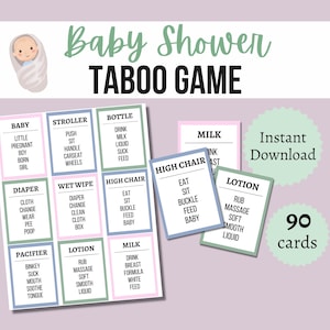 Baby Shower Taboo Game, Printable Baby Shower Party Game for Kids, Teens, and Adults, Baby-Themed Taboo Cards