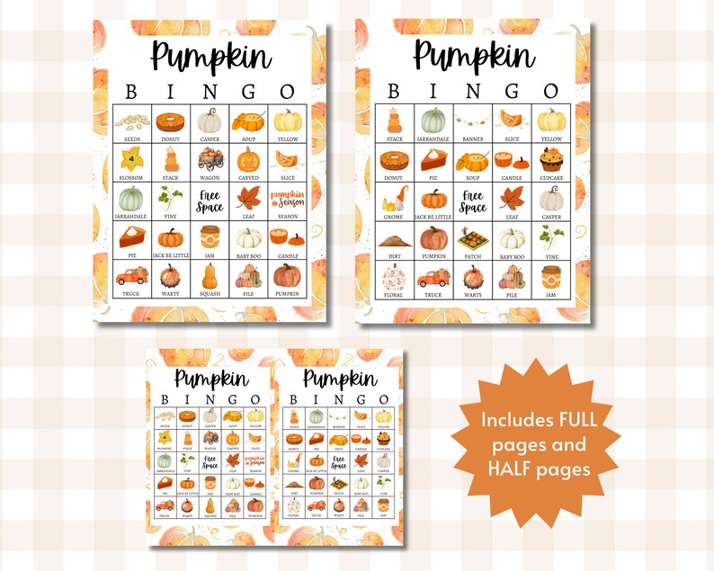 Pumpkin Bingo Cards, Printable Fall Party Game for Kids, Teens, and ...
