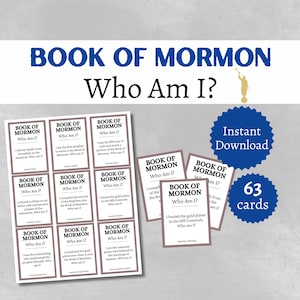 Tarjetas de trivia sobre el Libro de Mormón: "¿Quién soy?", juego imprimible de los Santos de los Últimos Días, actividad de la Iglesia SUD para niños, adolescentes y adultos.